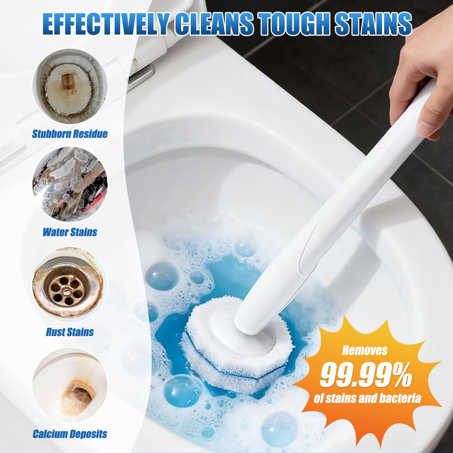 50PC Toilet Bowl Wand Refills, Replacement Heads for Bathroom Washroom Cleaning Pads, Disposable Toilet Brush Refills Compatible with Household Brushes Scrubbers Cleaning Refill Pack