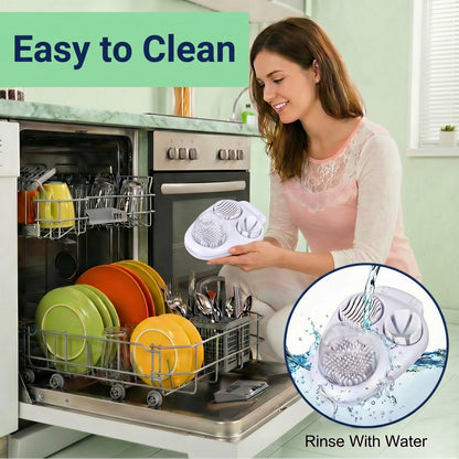 3-Mode Egg Slicer with Stainless Steel Blades — Cutter for Hard-Boiled Eggs, Strawberries & Soft Foods, Integrated Catch Tray