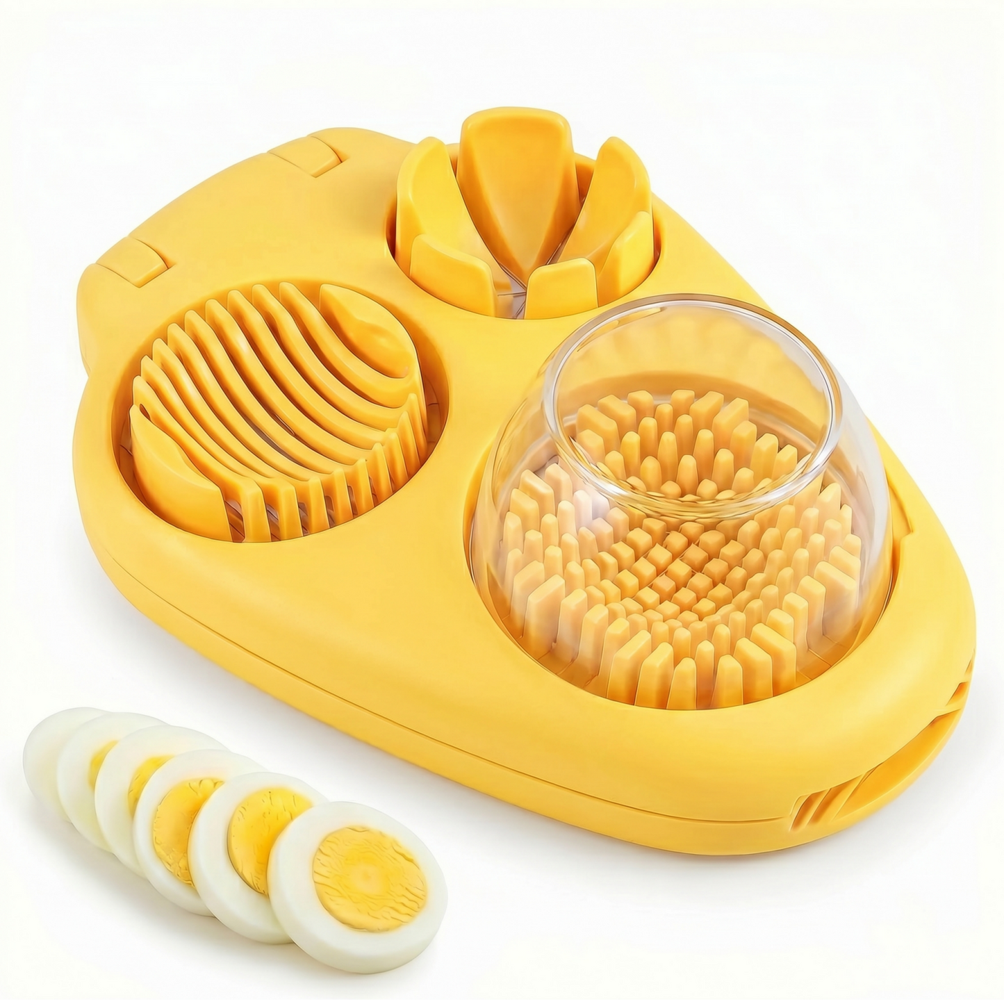 3-in-1 Egg Slicer with Catch Tray — Stainless Steel Wire Cutter for Hard-Boiled Eggs, Strawberries & Soft Produce