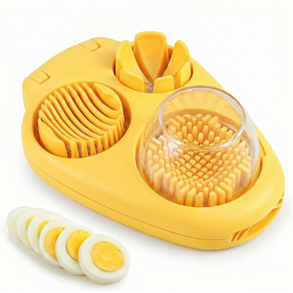 3-in-1 Egg Slicer with Catch Tray — Stainless Steel Wire Cutter for Hard-Boiled Eggs, Strawberries & Soft Produce