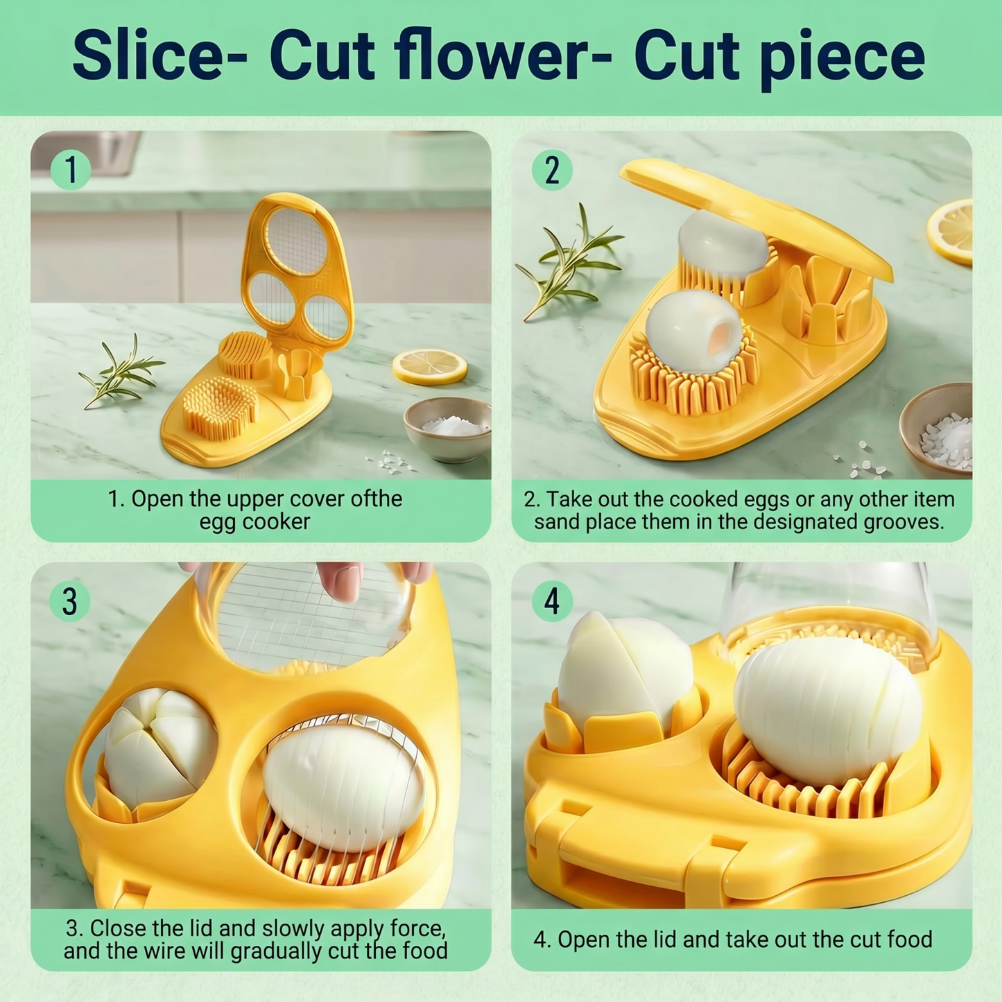 3-in-1 Egg Slicer with Catch Tray — Stainless Steel Wire Cutter for Hard-Boiled Eggs, Strawberries & Soft Produce