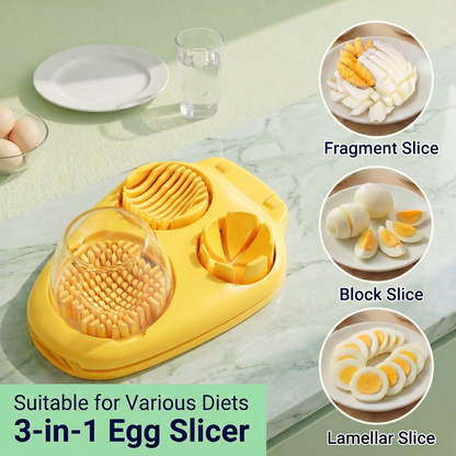 3-in-1 Egg Slicer with Catch Tray — Stainless Steel Wire Cutter for Hard-Boiled Eggs, Strawberries & Soft Produce