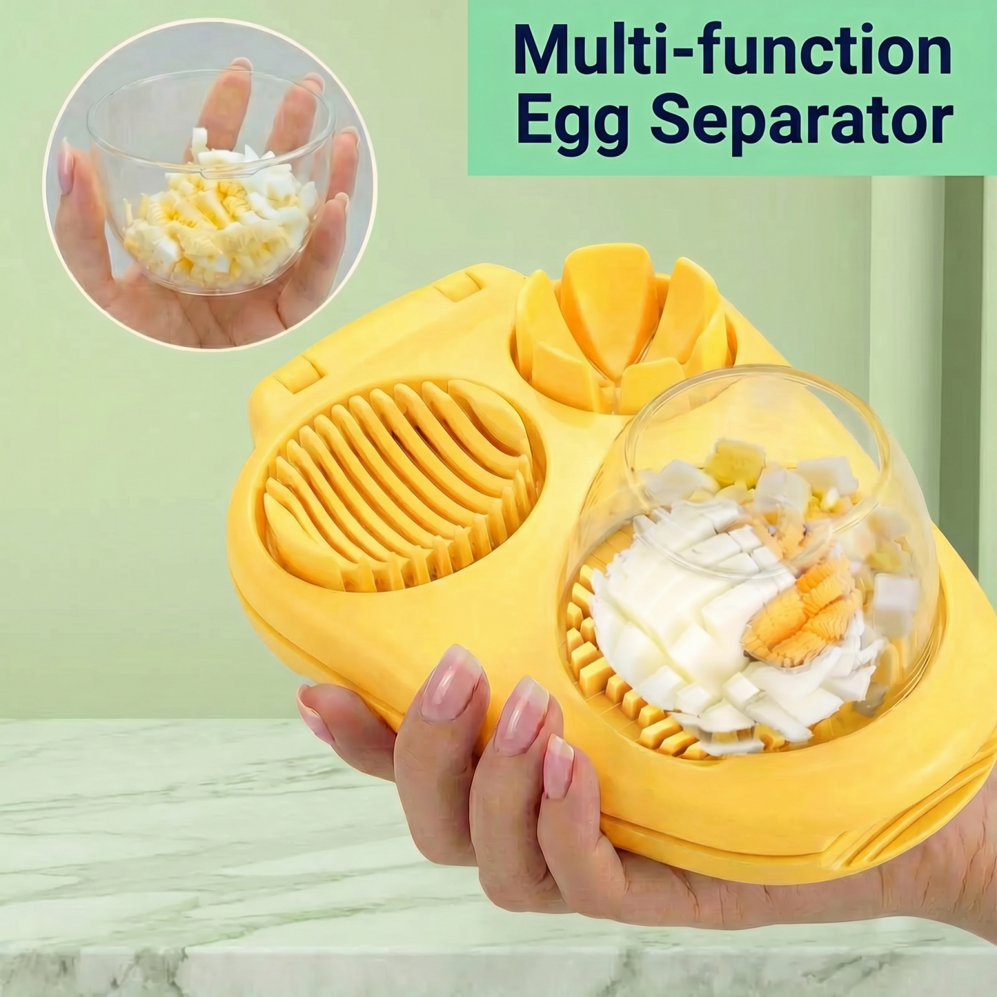 3-in-1 Egg Slicer with Catch Tray — Stainless Steel Wire Cutter for Hard-Boiled Eggs, Strawberries & Soft Produce