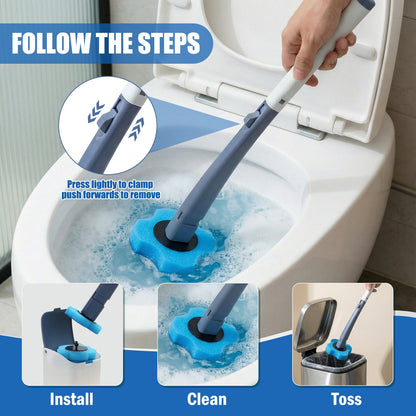 Disposable Toilet Brush with 8 Refills,Toilet Wand Brush Cleaning Kit,Wall Mounted Toilet Bowl Cleaner Set with Holder for Bathroom Deep Cleaning & Hygiene Local Stock- Blue & White