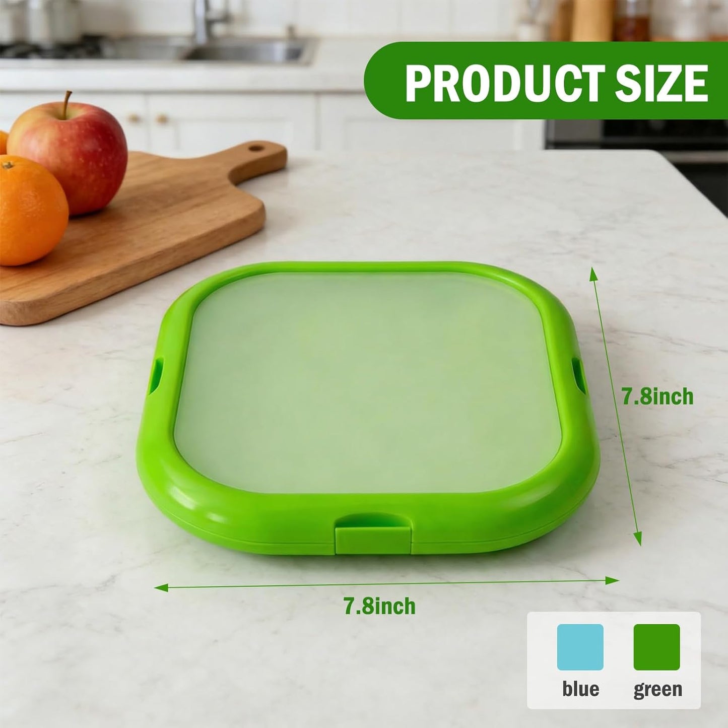 Reusable Silicone Storage Boxes 2 Pack Avocado Saver Onion Keeper for Tomatoes Garlic Leftovers Refrigerator Blue Green