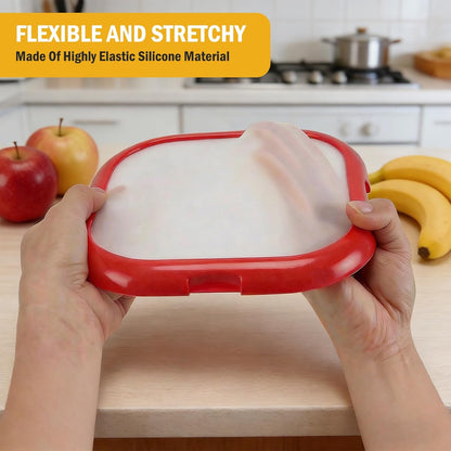Reusable Silicone Storage Boxes 2 Pack Avocado Saver Onion Keeper for Tomatoes Garlic Leftovers Refrigerator Red Yellow