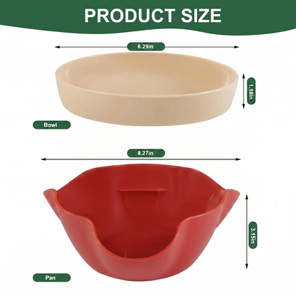 2-in-1 Nut Serving Bowl with Hidden Shell Catcher, 8.3" Pistachio Bowl Tray for Sunflower Seeds Edamame and Cherries, Built-in Waste Holder Design - Red