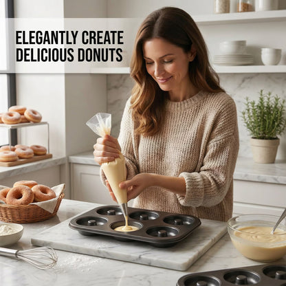 Donut Pan for Baking, Nonstick 6-Cavity Donut Mold Set for Oven, Carbon Steel Doughnut Baking Pans for Home Bakers & Kitchen Use (2 Pack)