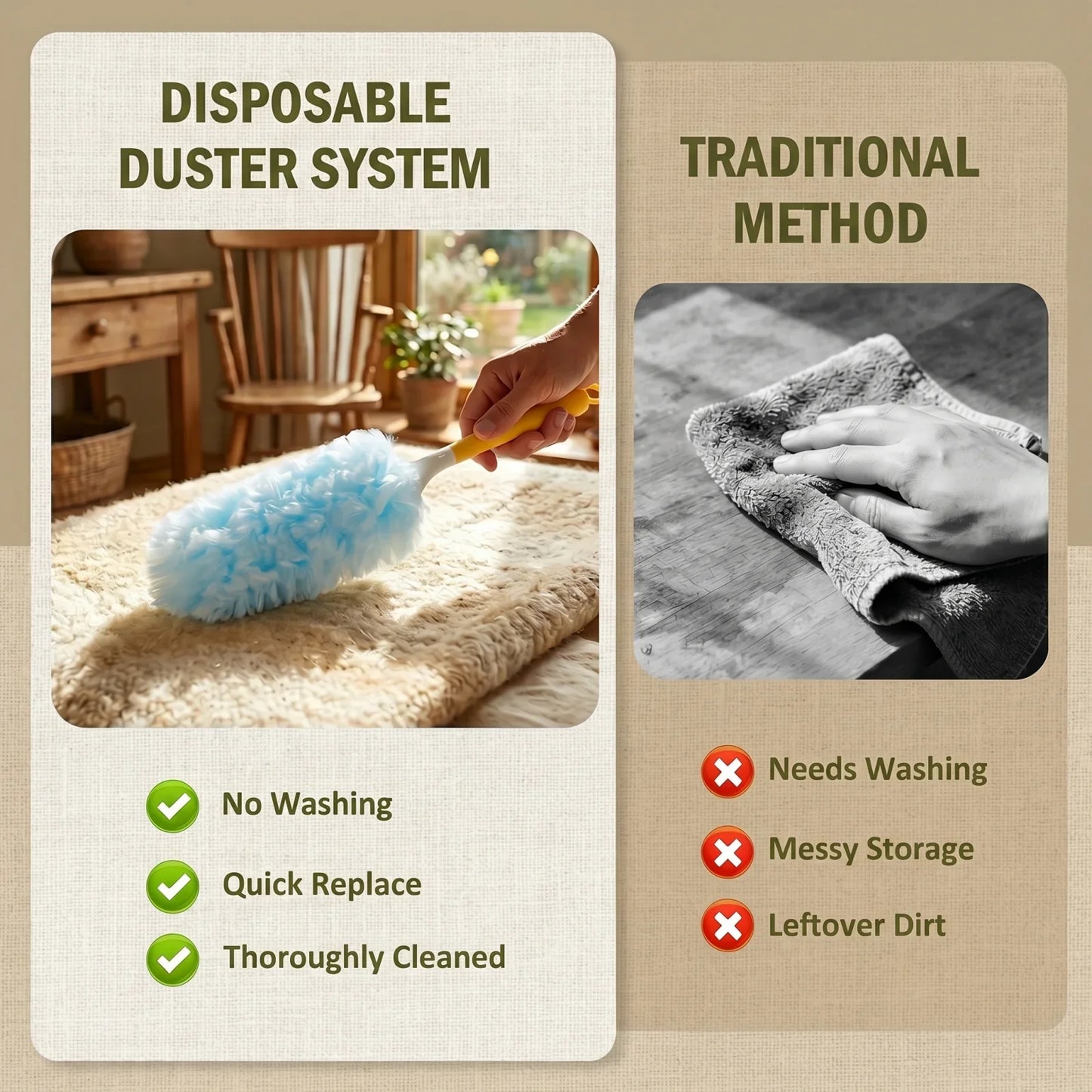 41-Piece Electrostatic Duster Kit with 40 Refill Dusters & Short Handle