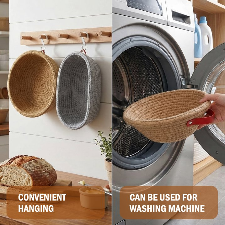 2-Piece Banneton Proofing Basket Kit, Round & Oval Dough Fermentation Baskets with Liners & Covers for Sourdough Baking