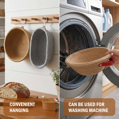 2-Piece Banneton Proofing Basket Kit, Round & Oval Dough Fermentation Baskets with Liners & Covers for Sourdough Baking