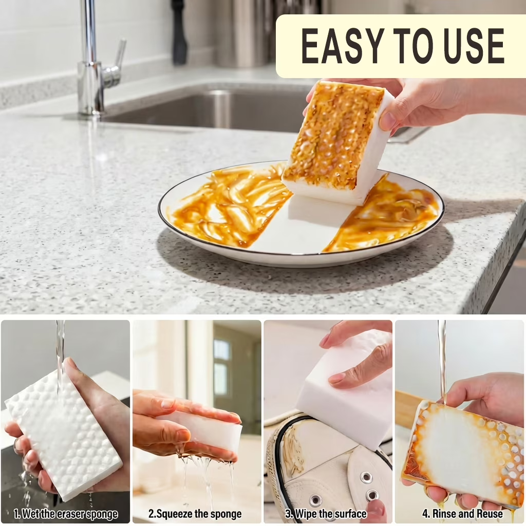 2X Density Melamine Cleaning Sponges, Extra Thick Non-Scratch Magic Eraser Pads for Kitchen, Bathroom, Dishes & Walls, Tough Stain & Grease Removal Household Cleaner (20-Pack)