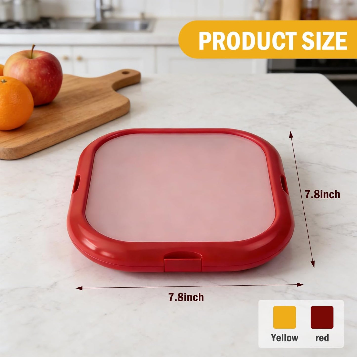 Reusable Silicone Storage Boxes 2 Pack Avocado Saver Onion Keeper for Tomatoes Garlic Leftovers Refrigerator Red Yellow