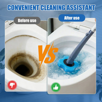Disposable Toilet Brush with 8 Refills,Toilet Wand Brush Cleaning Kit,Wall Mounted Toilet Bowl Cleaner Set with Holder for Bathroom Deep Cleaning & Hygiene Local Stock- Blue & White