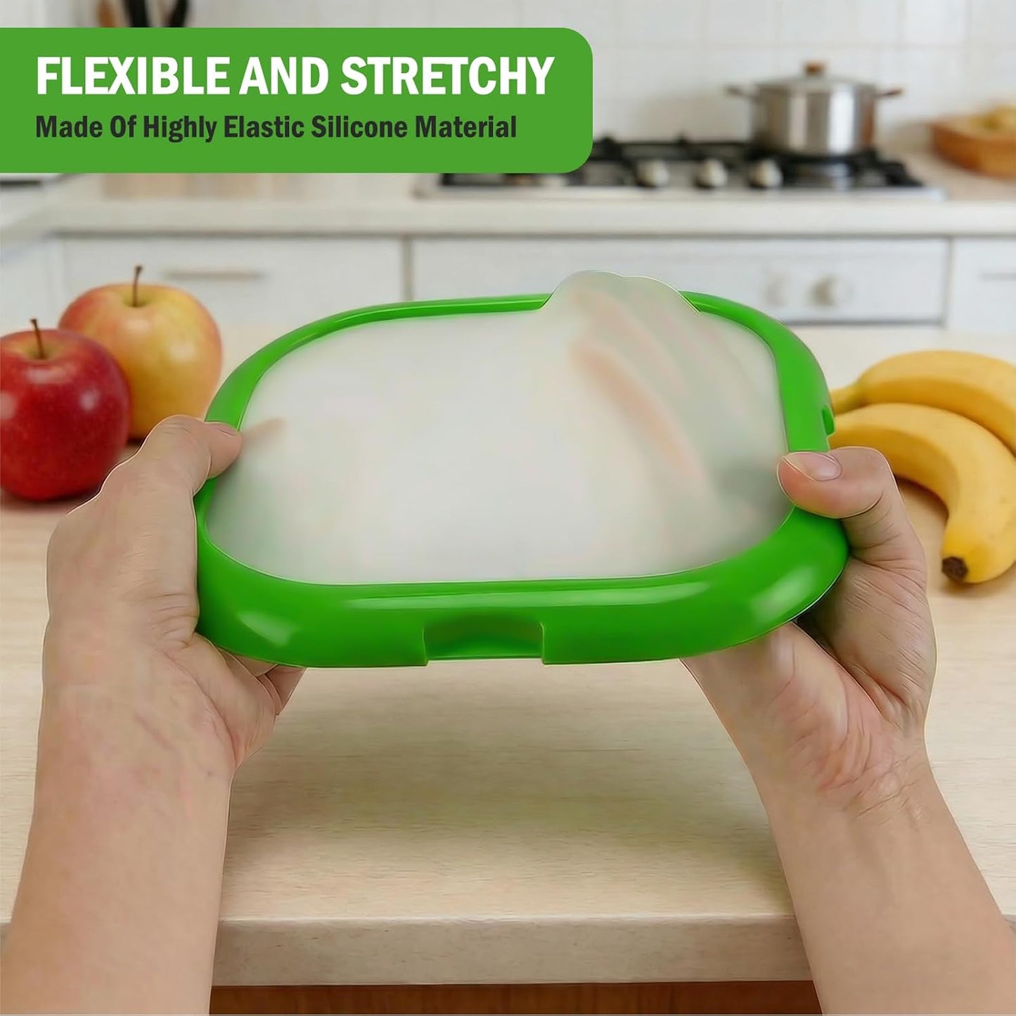 Reusable Silicone Storage Boxes 2 Pack Avocado Saver Onion Keeper for Tomatoes Garlic Leftovers Refrigerator Blue Green