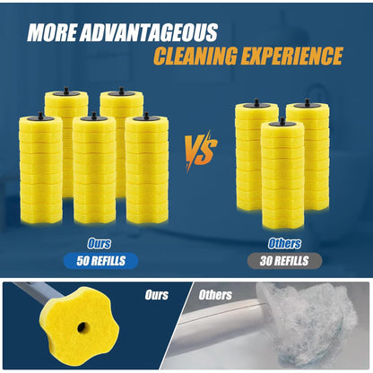 50 Pcs Toilet Bowl Wand Refills, Replacement Heads for Bathroom and Washroom Cleaning Pads, Disposable Toilet Brush Refills, Lemon Fresh Yellow