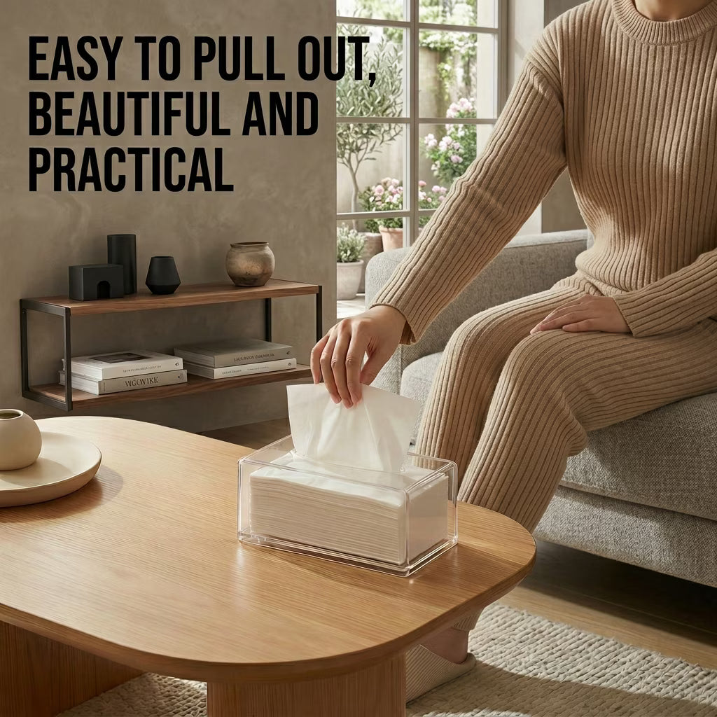 Acrylic Napkin Holder for Bathroom Kitchen Bedroom Office Hotel, Clear Tissue Box Holder, Tissue Box Cover Rectangle - Send Goods from Local Warehouse