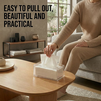 Acrylic Napkin Holder for Bathroom Kitchen Bedroom Office Hotel, Clear Tissue Box Holder, Tissue Box Cover Rectangle - Send Goods from Local Warehouse