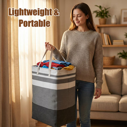 2 Pack Extra Large Laundry Basket, Waterproof & Collapsible Laundry Hamper with Heavy-Duty Handles, Freestanding Hamper for Clothes, Toys, Towels in Home Dorm