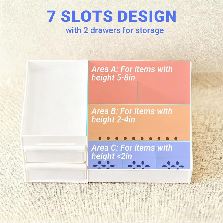 1 Pack Makeup Organizer with Drawers, Large Capacity Cosmetic Storage for Vanity, Dresser, or Bathroom Countertop, Organizer for Skincare, Lipstick, Palettes & Accessories