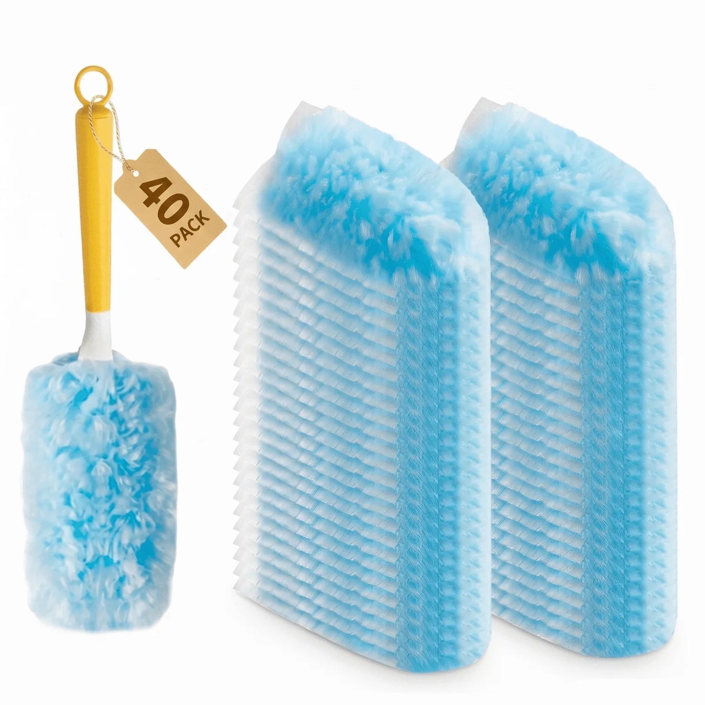 41-Piece Electrostatic Duster Kit with 40 Refill Dusters & Short Handle