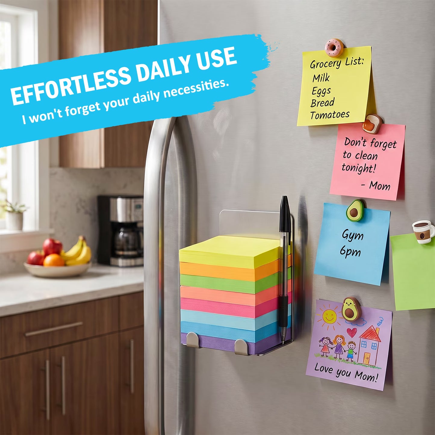 Sticky Notes 3x3, 8 Colors Self-Stick Notes, Removable Adhesive Memo Pads, Practical Desk Supplies for Home and Office, 100 Pads Per Pack