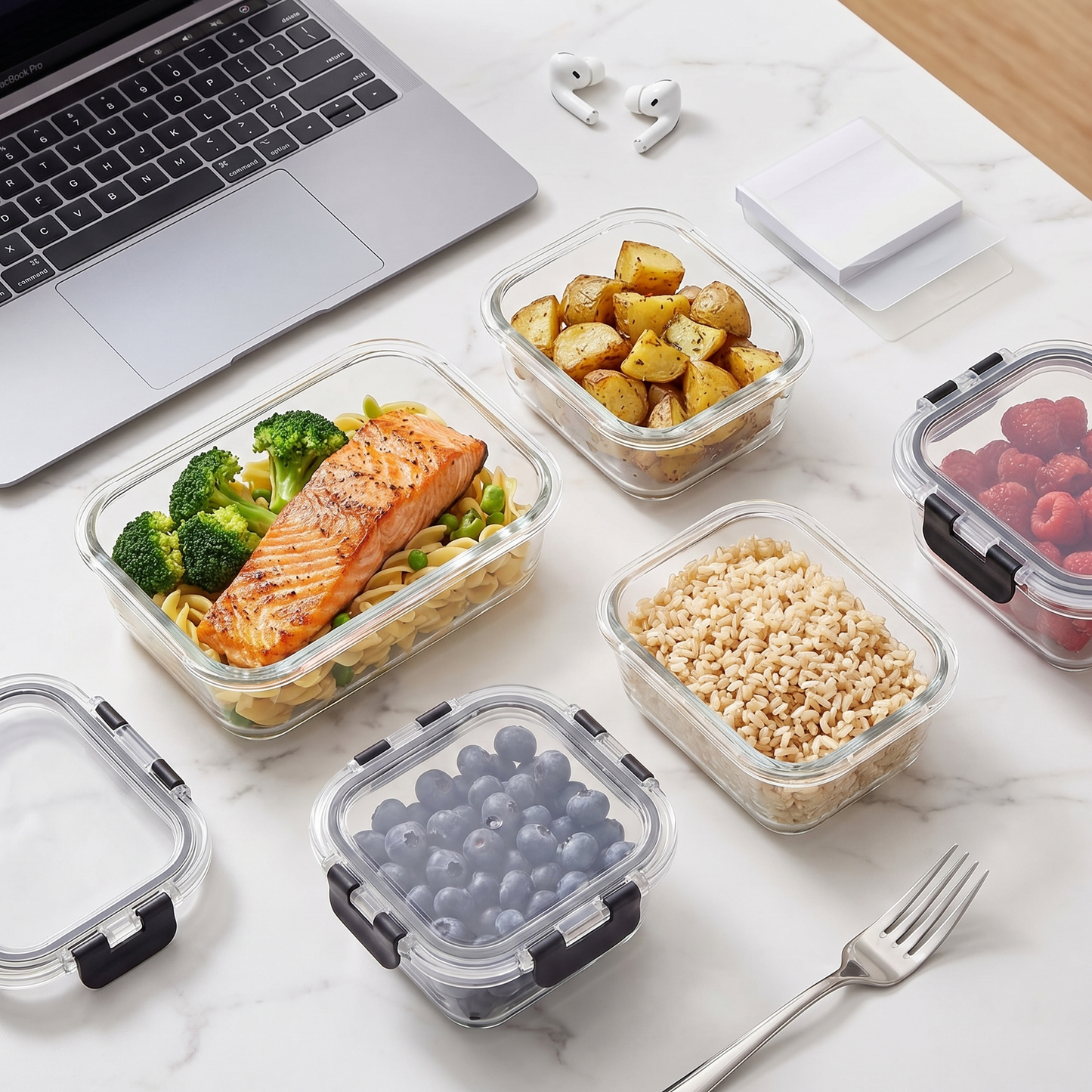 24-Piece Glass Meal Prep Containers, Meal Prep Containers Glass, Borosilicate 12 Containers + 12 Snap Lock Lids, Glass Food Storage Containers with Lids, Food Storage Containers with Lids for Lunch