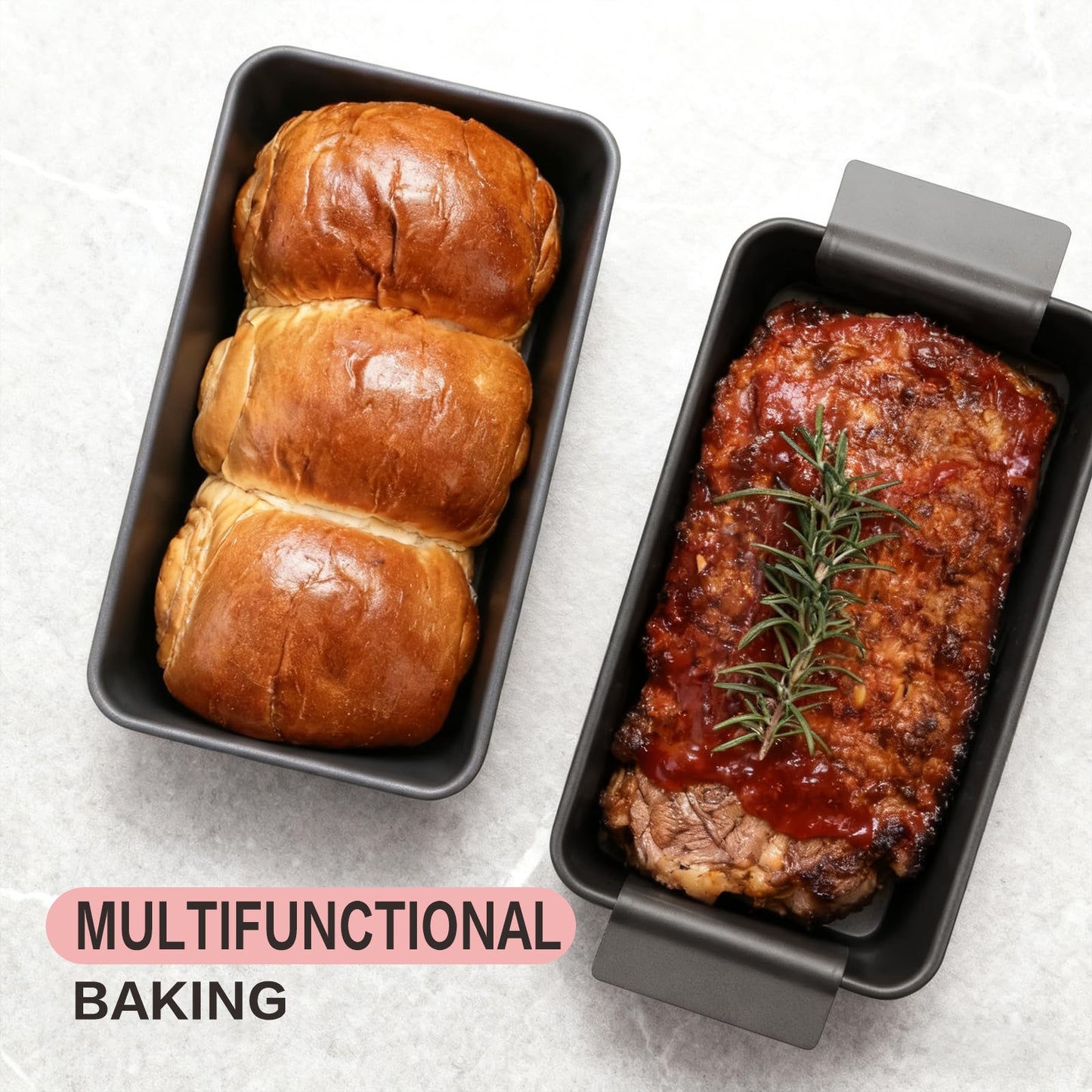 Meatloaf Pan with Drain Tray, 9x5 Inch Nonstick Loaf Baking Pan, Portable Lift & Serve Design for Meatloaf & Bread, Black Bakeware 1 (Pack)