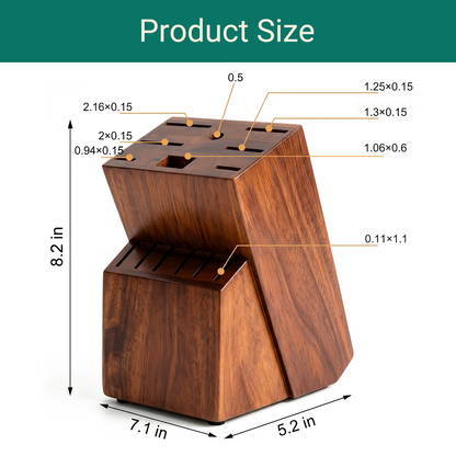 Universal Knife Block Without Knives - 14 Slots Large Bamboo Knife Holder, kitchen knife block for Knife Storage Organizer (Brown)