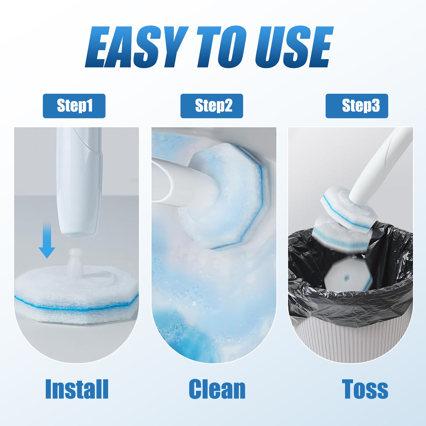 50PC Toilet Bowl Wand Refills, Replacement Heads for Bathroom Washroom Cleaning Pads, Disposable Toilet Brush Refills Compatible with Household Brushes Scrubbers Cleaning Refill Pack