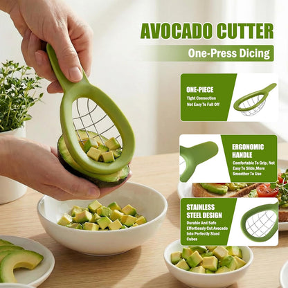 Avocado 3-Piece Kitchen Tool Set with Slicer Cutter & Airtight Storage Container, Dishwasher Safe