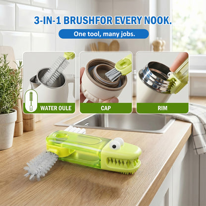 3-in-1 Cup Lid Cleaning Brush – Multicolor, Multifunctional Bottle Brush for Travel Lids & Baby Nipples, 3 Pack