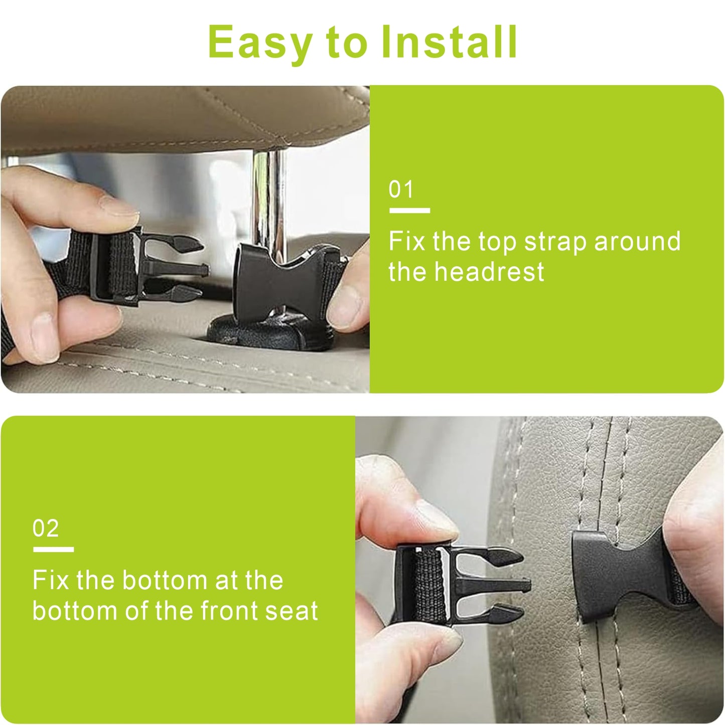 Black Car Backseat Organizer with 10 Storage Pockets & Tablet Holder, Kick Mats Protector for Kids, Perfect for Family Road Trips & Daily Travel Accessorie (2-Pack)