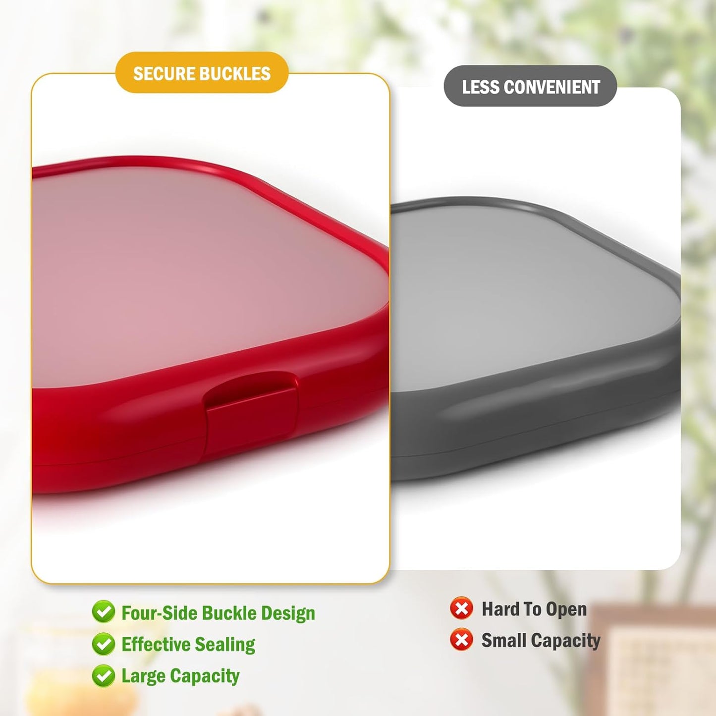 Reusable Silicone Storage Boxes 2 Pack Avocado Saver Onion Keeper for Tomatoes Garlic Leftovers Refrigerator Red Yellow