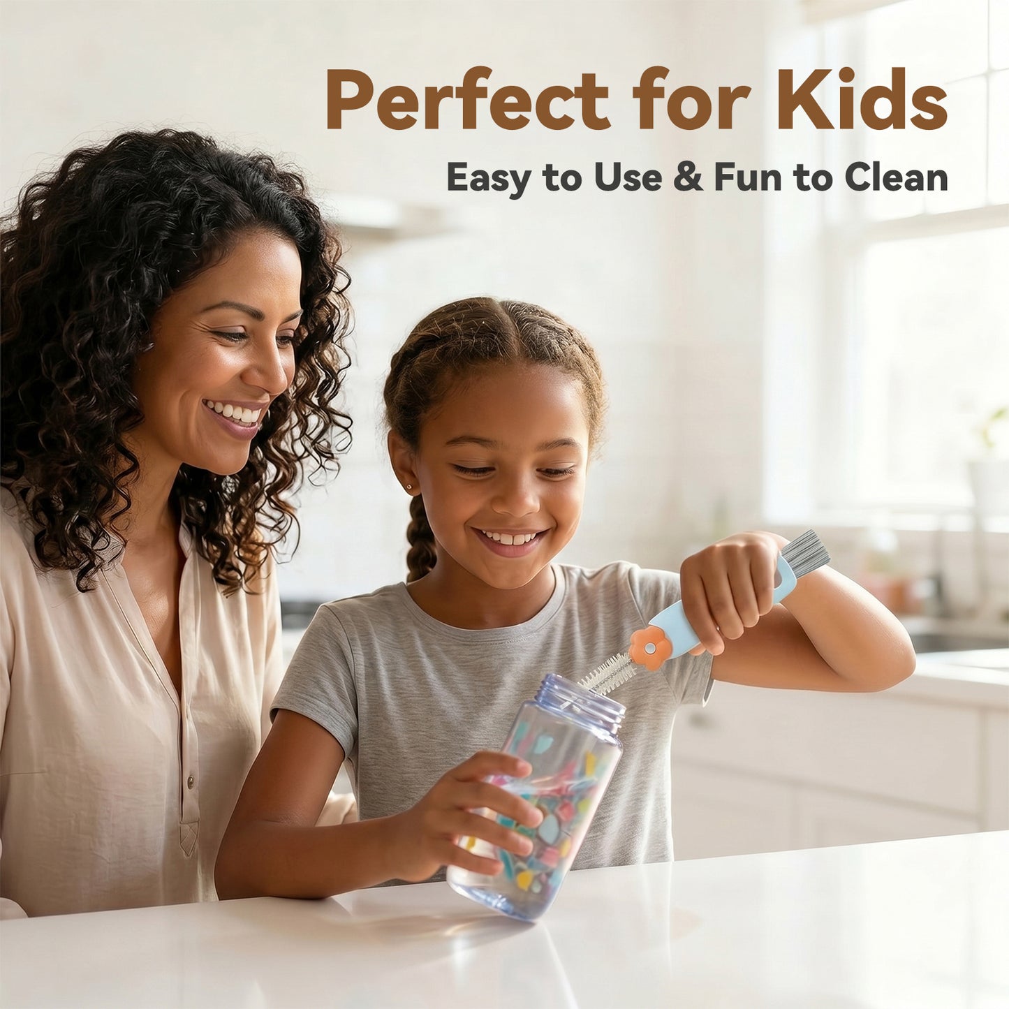 3-in-1 Cup Lid Cleaning Brush – Multicolor, Multifunctional Bottle Brush for Travel Lids & Baby Nipples, 3 Pack