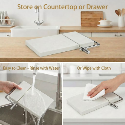 Cheese Slicer Board Wire-Cutter Marble Heavy Duty Upgrade Thick-Wire Adjustable Thickness 1 Pack 5x8 Inch
