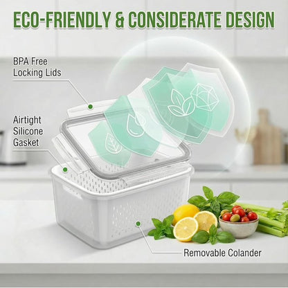 6 Pack Fruit Storage Containers for Fridge with Removable Colander, Leakproof Produce Keeper for Berries, Vegetables & Salad, All-in-One Wash & Store Food Containers, BPA Free