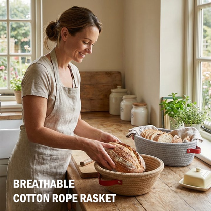2-Piece Banneton Proofing Basket Kit, Round & Oval Dough Fermentation Baskets with Liners & Covers for Sourdough Baking