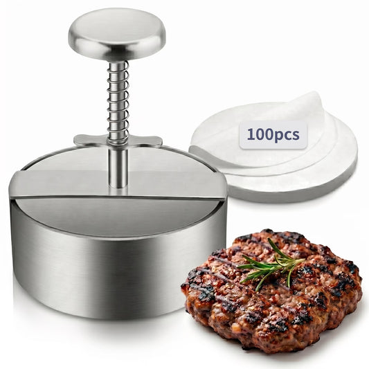 5.5 inch Stainless Steel Burger Patty Press, Hamburger Press, Round Burger Maker Press for Kitchen BBQ & Sandwich, Hamburger Patty Press