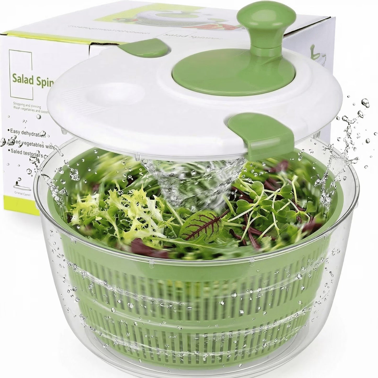 5-Quart Family Salad Spinner with Removable Colander - Multi-Use Vegetable Washer & Dryer, Dishwasher-Safe Lettuce Crisper with Pour Spout