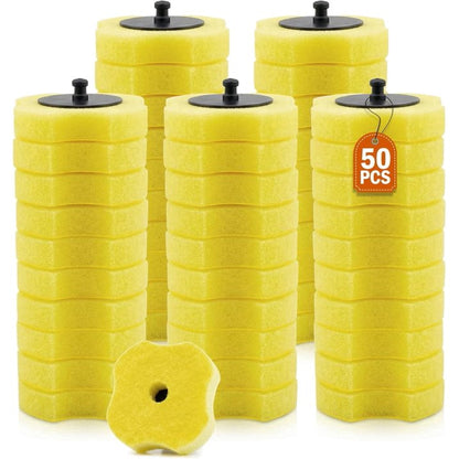 50 Pcs Toilet Bowl Wand Refills, Replacement Heads for Bathroom and Washroom Cleaning Pads, Disposable Toilet Brush Refills, Lemon Fresh Yellow
