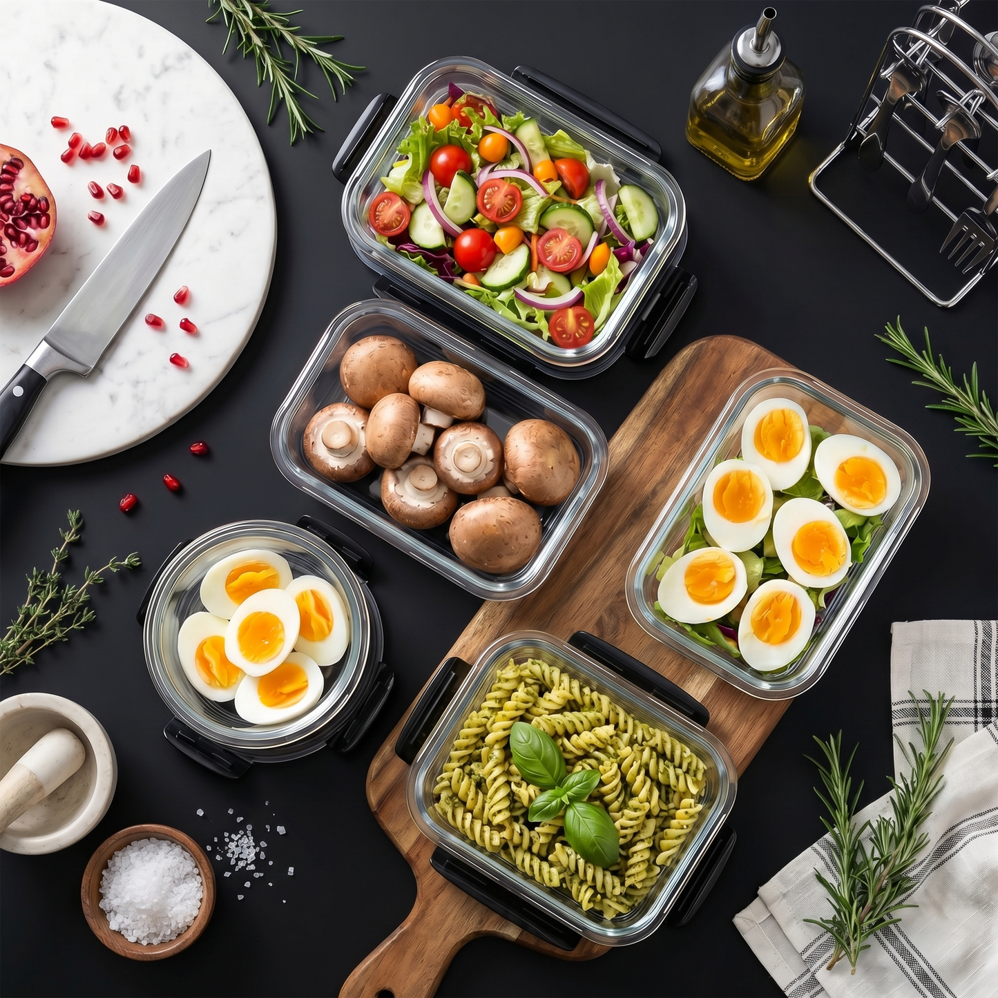 24-Piece Glass Meal Prep Containers, Meal Prep Containers Glass, Borosilicate 12 Containers + 12 Snap Lock Lids, Glass Food Storage Containers with Lids, Food Storage Containers with Lids for Lunch