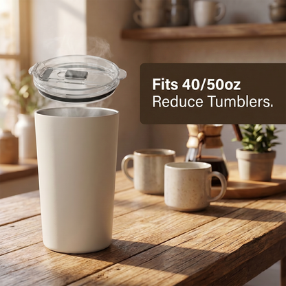 Replacement Lid for 40oz and 50oz Tumblers, Tumbler Lid with Straw Opening and Sip-Through Opening, Leak-Resistant Dishwasher-Safe Plastic Cup Lid