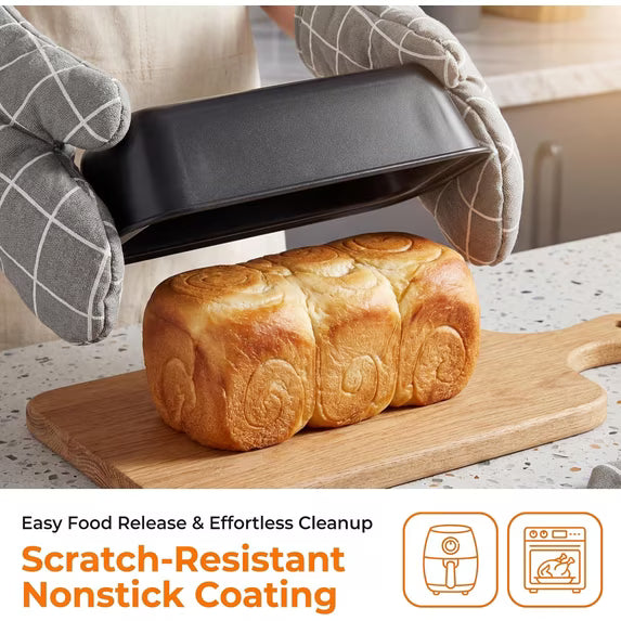 6 Piece Nonstick Bakeware Set, Carbon Steel Baking Pans Including Cookie Sheet, Cake Pan, Loaf Pan, Muffin Pan & Roasting Pan, Oven & Dishwasher Safe