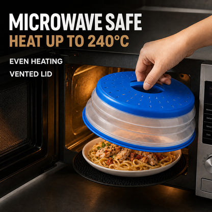 Collapsible Microwave Food Cover, Microwave Splatter Guard with Steam Vent, Dishwasher Safe Kitchen Plate Cover, 2 Pack Blue