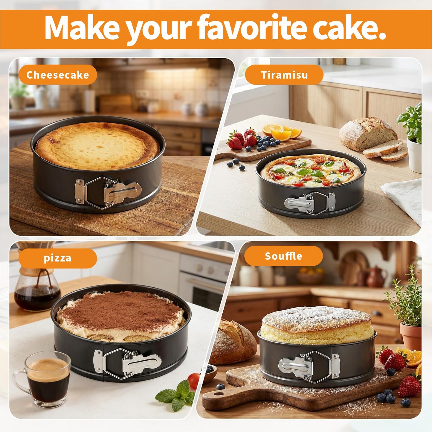 9 Inch Springform Pan Tin, Non-stick Removable Bottom Cake Pan, Leakproof & Easy Release, Includes 1 Pan, 3 Scrapers, and 50 PCS Parchment Paper for Baking