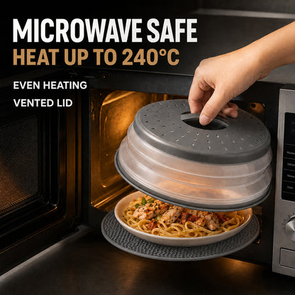 Collapsible Microwave Food Cover, Microwave Splatter Guard with Steam Vent, Dishwasher Safe Kitchen Plate Cover, 2 Pack Grey