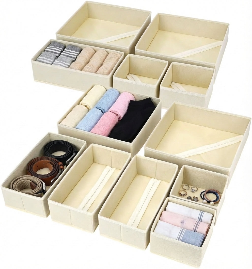 Drawer Organizers Clothes, Closet Organizers and Drawer Dividers for Clothes, Foldable Fabric Clothing Organizers for Dresser Drawers, 12 Pack