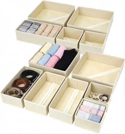 Drawer Organizers Clothes, Closet Organizers and Drawer Dividers for Clothes, Foldable Fabric Clothing Organizers for Dresser Drawers, 12 Pack
