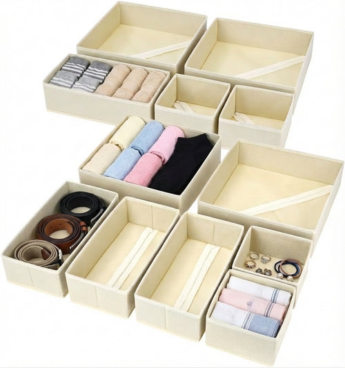 Drawer Organizers Clothes, Closet Organizers and Drawer Dividers for Clothes, Foldable Fabric Clothing Organizers for Dresser Drawers, 12 Pack